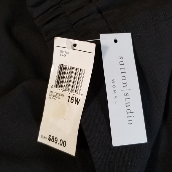Sutton Studio NWT Black Business Dress Fly Front Pants Size 16W - Picture 9 of 9